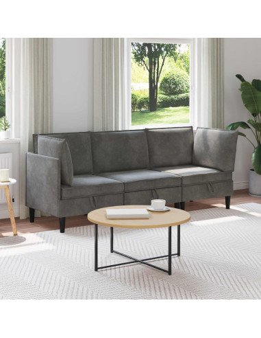 Set di mobili per il soggiorno 3 pcs Grigio Scuro Velluto