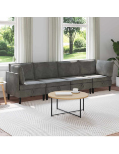 Set di mobili per il soggiorno 4 pcs Grigio Scuro Velluto