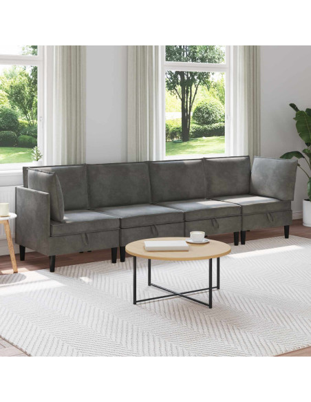Set di mobili per il soggiorno 4 pcs Grigio Scuro Velluto