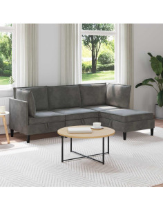 Set di mobili per il soggiorno 4 pcs Grigio Scuro Velluto