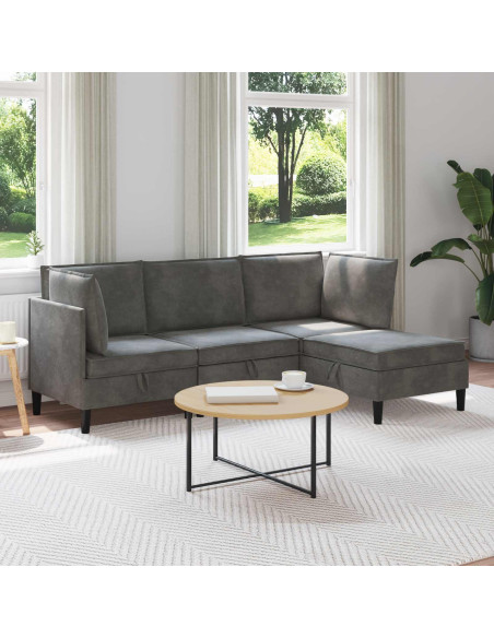 Set di mobili per il soggiorno 4 pcs Grigio Scuro Velluto
