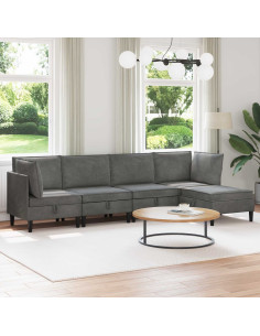 Set di mobili per il soggiorno 5 pcs Grigio Scuro Velluto