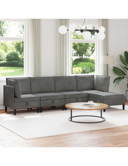 Set di mobili per il soggiorno 5 pcs Grigio Scuro Velluto
