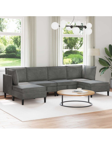 Set di mobili per il soggiorno 6 pcs Grigio Scuro Velluto