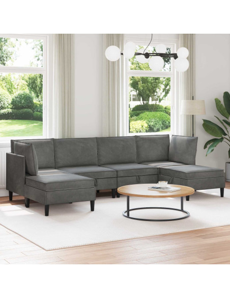 Set di mobili per il soggiorno 6 pcs Grigio Scuro Velluto