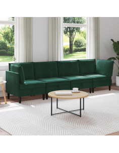 Set di mobili per il soggiorno 4 pcs Verde Scuro Velluto