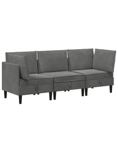 Set di mobili per il soggiorno 3 pcs Grigio Scuro Velluto 2