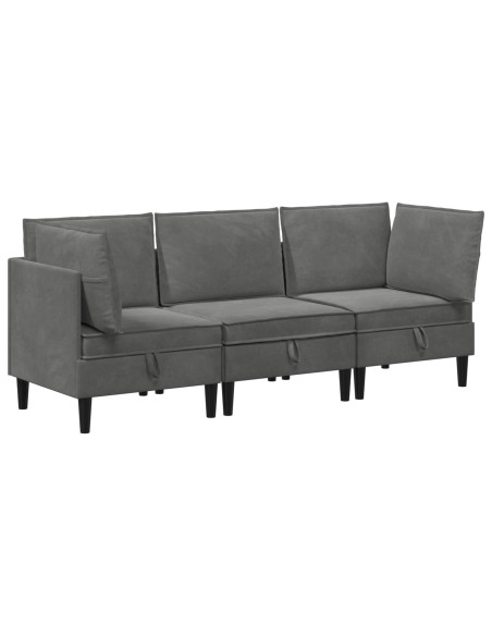 Set di mobili per il soggiorno 3 pcs Grigio Scuro Velluto