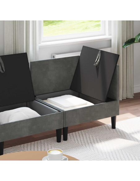 Set di mobili per il soggiorno 3 pcs Grigio Scuro Velluto