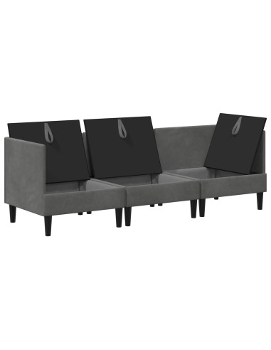 Set di mobili per il soggiorno 3 pcs Grigio Scuro Velluto