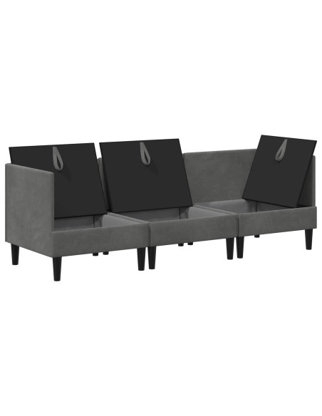 Set di mobili per il soggiorno 3 pcs Grigio Scuro Velluto