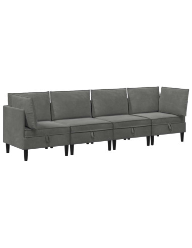 Set di mobili per il soggiorno 4 pcs Grigio Scuro Velluto