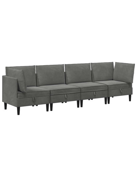 Set di mobili per il soggiorno 4 pcs Grigio Scuro Velluto