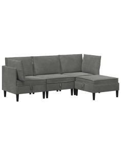 Set di mobili per il soggiorno 4 pcs Grigio Scuro Velluto 2