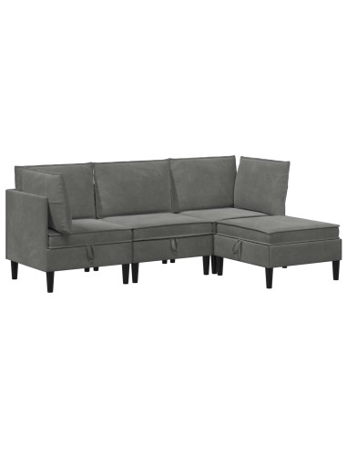 Set di mobili per il soggiorno 4 pcs Grigio Scuro Velluto