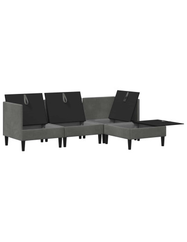 Set di mobili per il soggiorno 4 pcs Grigio Scuro Velluto