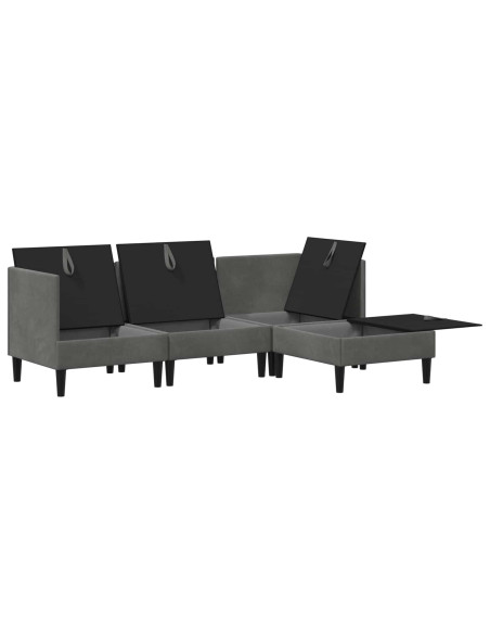 Set di mobili per il soggiorno 4 pcs Grigio Scuro Velluto