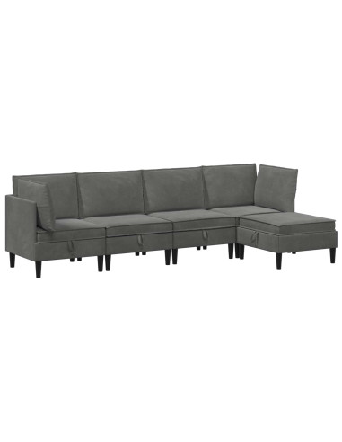 Set di mobili per il soggiorno 5 pcs Grigio Scuro Velluto
