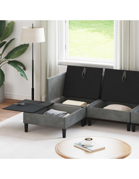 Set di mobili per il soggiorno 5 pcs Grigio Scuro Velluto