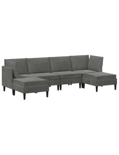 Set di mobili per il soggiorno 6 pcs Grigio Scuro Velluto 2