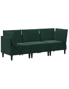 Set di mobili per il soggiorno 3 pcs Verde Scuro Velluto 2