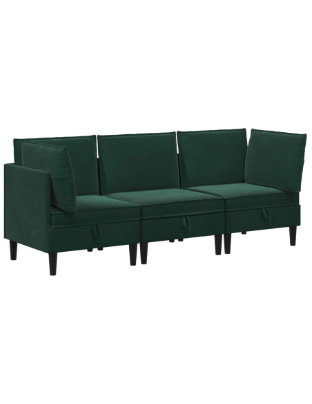 Set di mobili per il soggiorno 3 pcs Verde Scuro Velluto