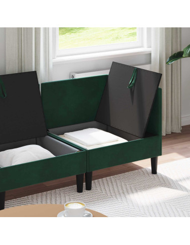 Set di mobili per il soggiorno 3 pcs Verde Scuro Velluto