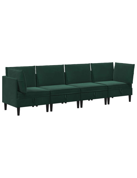 Set di mobili per il soggiorno 4 pcs Verde Scuro Velluto