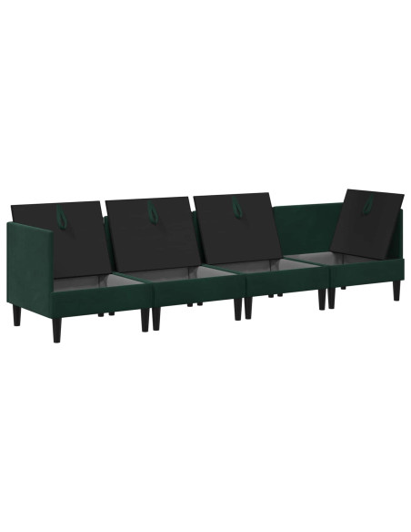 Set di mobili per il soggiorno 4 pcs Verde Scuro Velluto