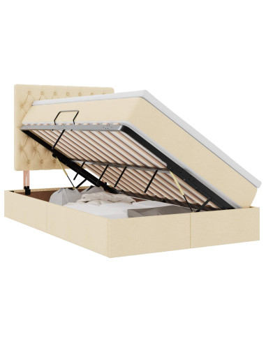 Letto con contenitore e materasso Crema 120 x 190 cm Tessuto