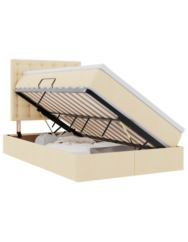 Letto con contenitore e materasso Crema 120 x 190 cm Tessuto