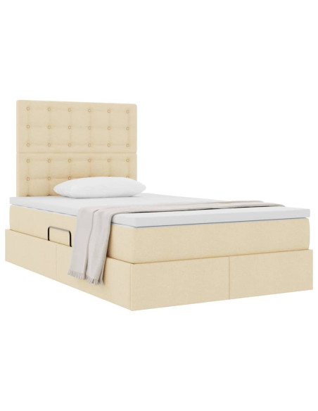 Letto con contenitore e materasso Crema 120 x 190 cm Tessuto