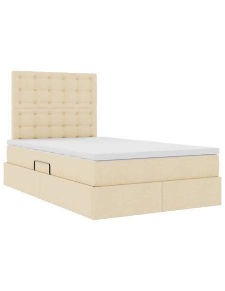 Letto con contenitore e materasso Crema 120 x 190 cm Tessuto