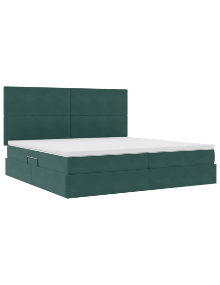 Letto con contenitore e materasso Verde Scuro 200 x 200 cm