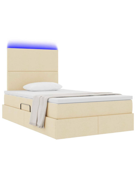Letto con contenitore e LED Crema 120 x 190 cm Poliestere