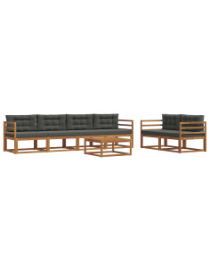 Set di divani da esterno con cuscino 7 pcs Naturale e Antracite 2