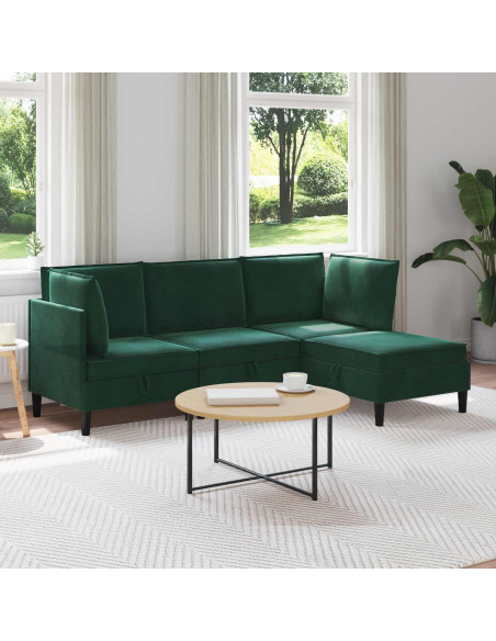 Set di mobili per il soggiorno 4 pcs Verde Scuro Velluto