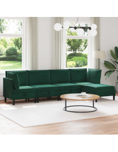 Set di mobili per il soggiorno 5 pcs Verde Scuro Velluto