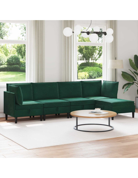 Set di mobili per il soggiorno 5 pcs Verde Scuro Velluto