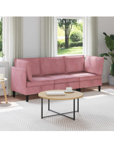 Set di mobili per il soggiorno con cuscino 3 pcs Rosa Velluto