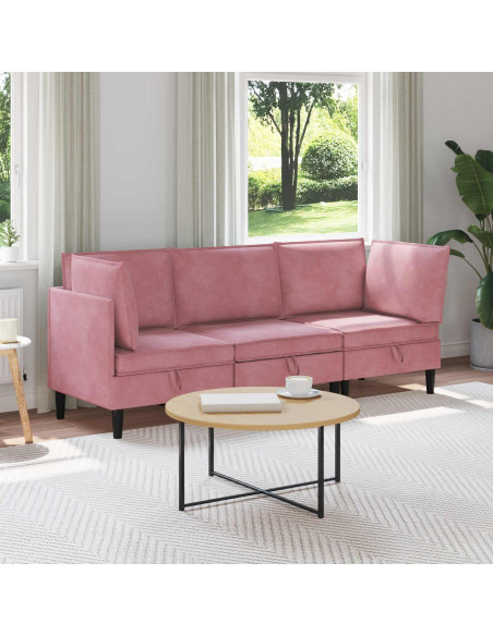 Set di mobili per il soggiorno con cuscino 3 pcs Rosa Velluto