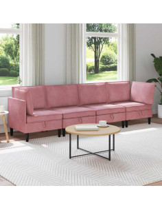 Set di mobili per il soggiorno con cuscino 4 pcs Rosa Velluto