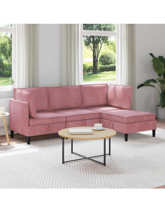 Set di mobili per il soggiorno con cuscino 4 pcs Rosa Velluto