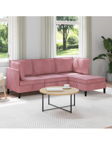 Set di mobili per il soggiorno con cuscino 4 pcs Rosa Velluto