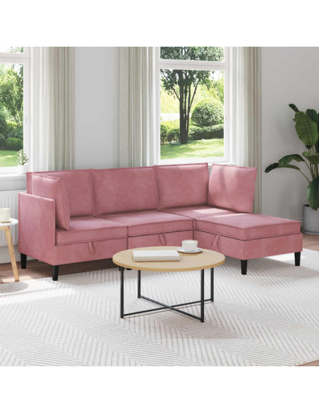 Set di mobili per il soggiorno con cuscino 4 pcs Rosa Velluto