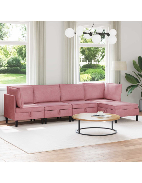 Set di mobili per il soggiorno con cuscino 5 pcs Rosa Velluto