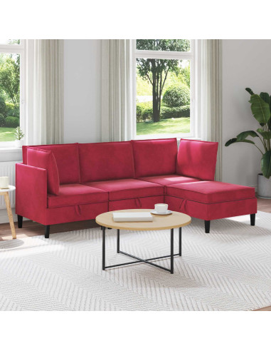 Set di mobili per il soggiorno 4 pcs Rosso Vino Velluto
