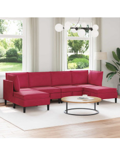 Set di mobili per il soggiorno 6 pcs Rosso Vino Velluto