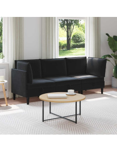 Set di mobili per il soggiorno con cuscino 3 pcs Nero Velluto