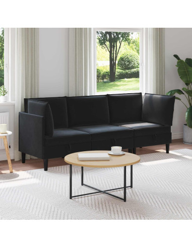 Set di mobili per il soggiorno con cuscino 3 pcs Nero Velluto